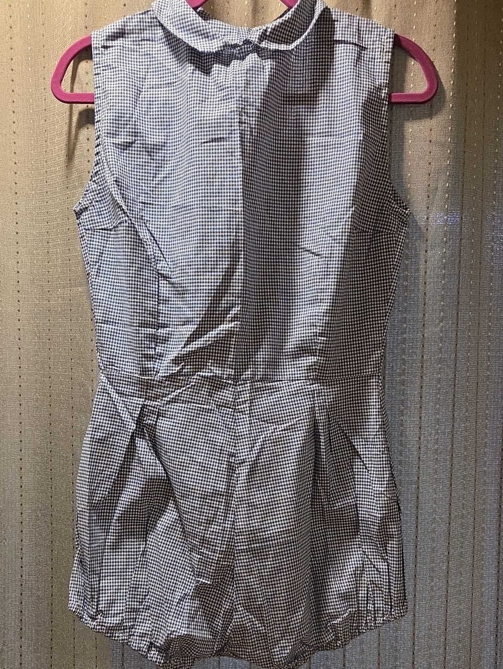 Vintage Laneria Milano Made in Italy Blue Gingham Cotton Bubble Hem Romper Med